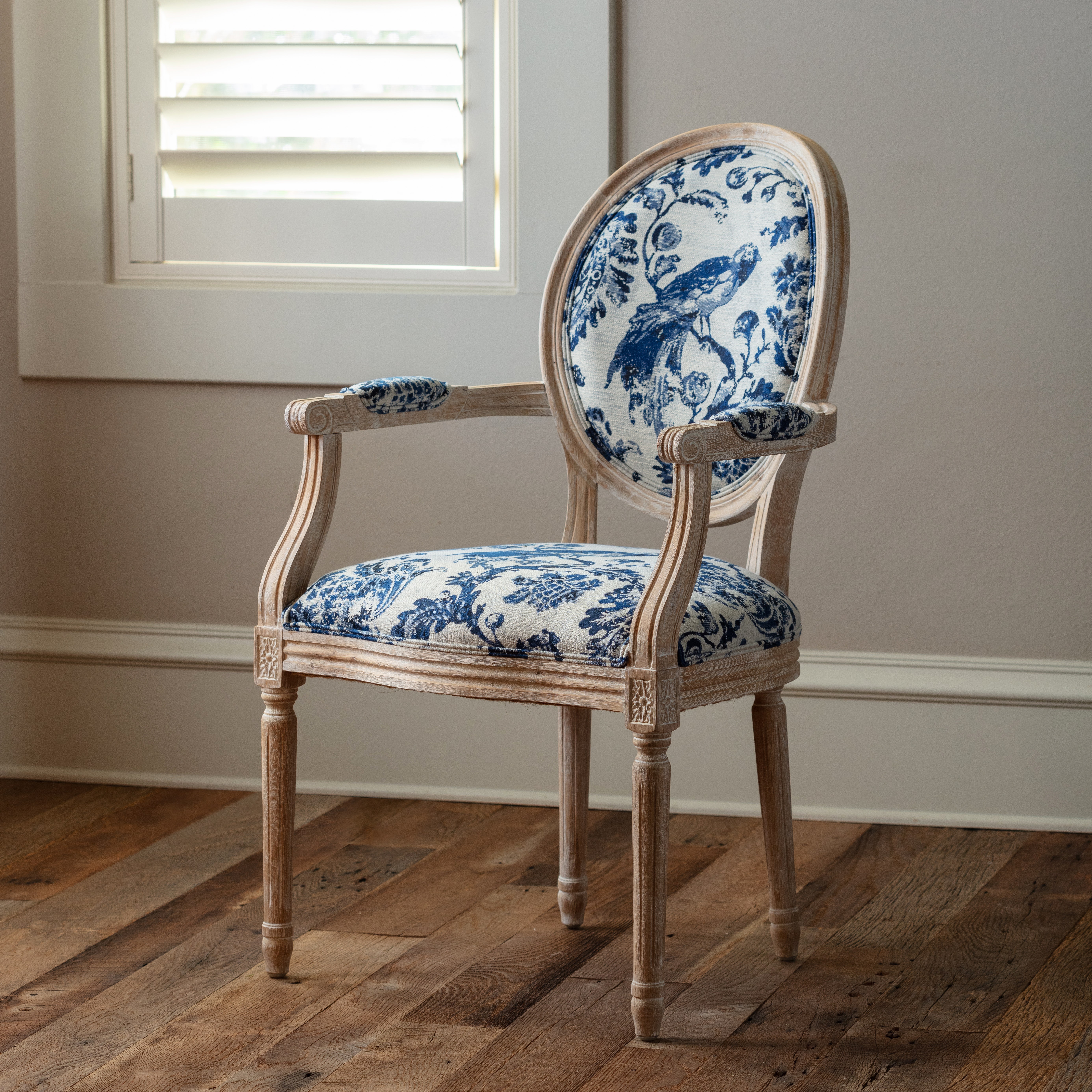 Blue Fowl Fruit Jacquard Chair Porchview