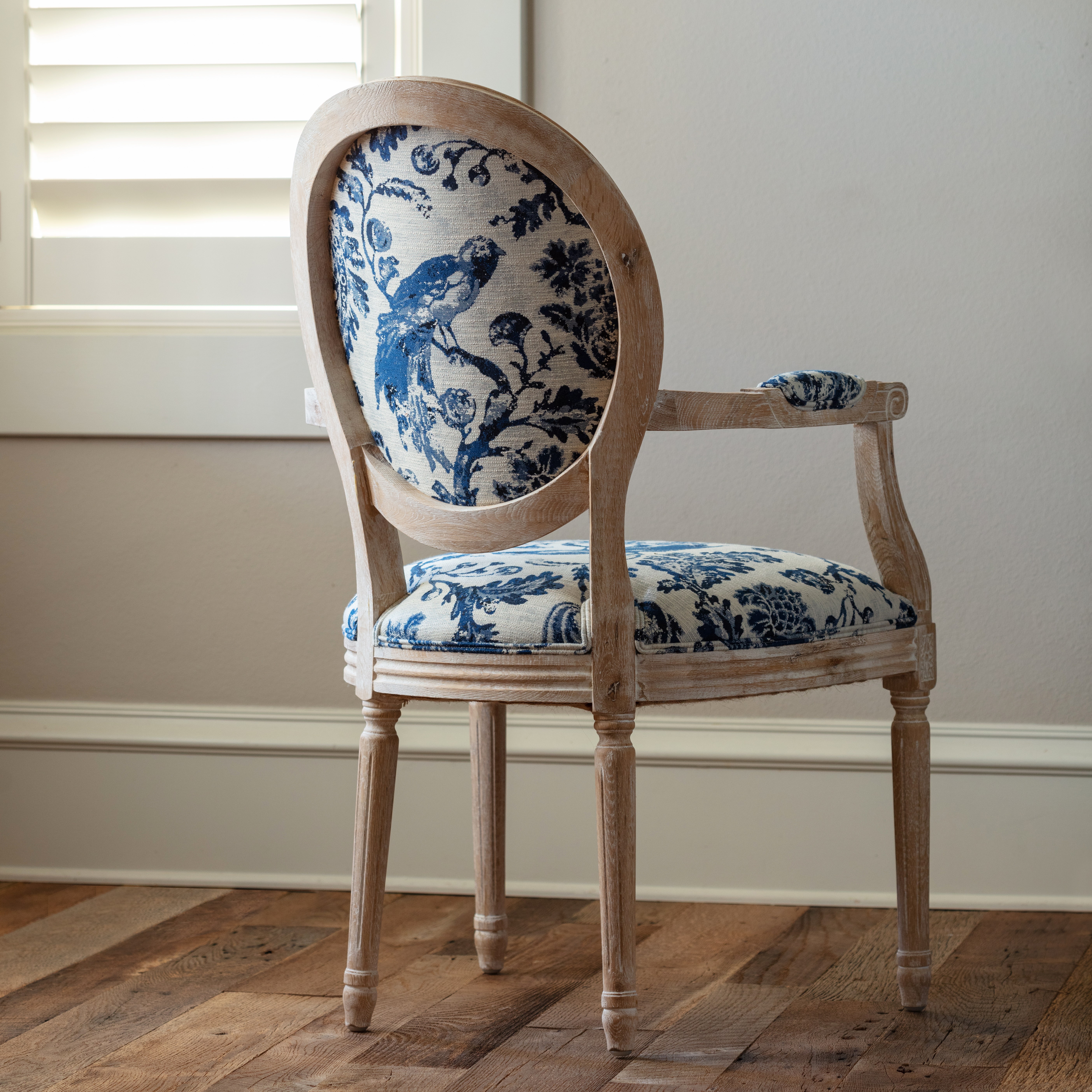 Blue Fowl Fruit Jacquard Chair Porchview